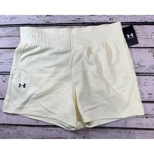 Under‎ Armour Rival Terry Shorts Women's Size Large Yellow Loose Fit NWT